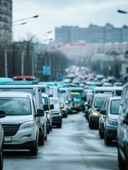 Ambulances line the streets outside hospitals, highlighting the urgent response needed for the overwhelming number of patients. Generative AI