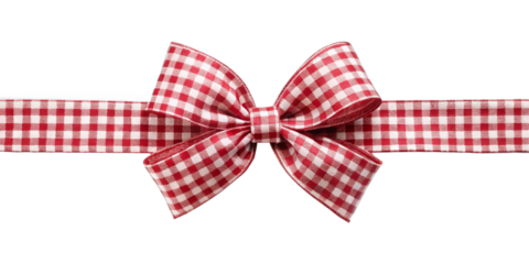 Ribbon checkered bow, isolated on transparent png background