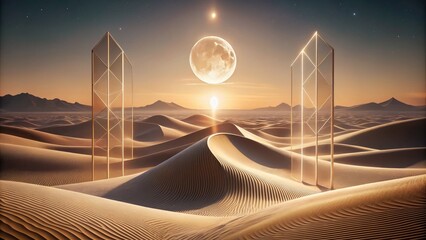 desert vibes serene minimalist sand-toned lines abstract texture artwork calm soothing natural tones mystical intricate geometric shapes atmospheric composition