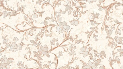 Fototapeta premium A floral design with shades of pink on a white backdrop, featuring a brown border along the left edge