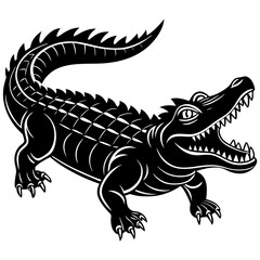crocodile vector black animal on white background