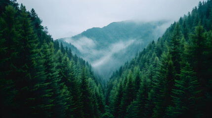 Fototapeta premium View Mountain Range With Trees The Foreg