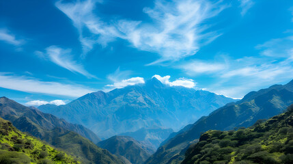 Fototapeta premium View Mountain Range With Clouds The Sky