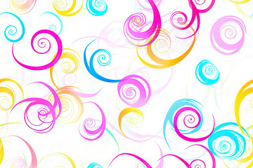 Pattern of bright swirls on white background