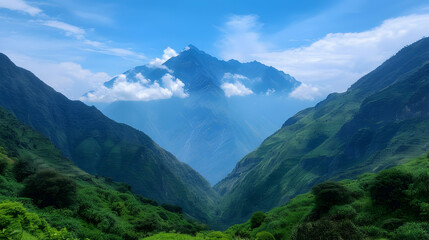 Obraz premium View Mountain Range With Clouds The Sky
