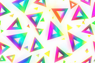 Pattern with neon triangles on white background