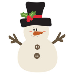Cute Christmas snowman vector cartoon illustration