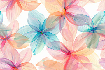 Pastel flowers on white background, seamless pattern