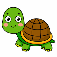 Hand drawn turtle character illustration, vector stock illustration