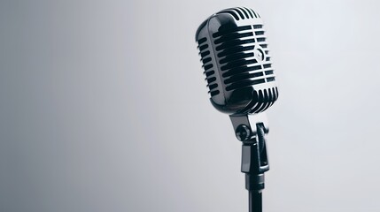 Fototapeta premium Vintage metal microphone on white background