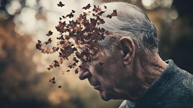 September 21: World Alzheimer's Month. Focus on memory loss, dementia, and elderly depression. Abstract art symbolizing aging and illness - Powered by Adobe