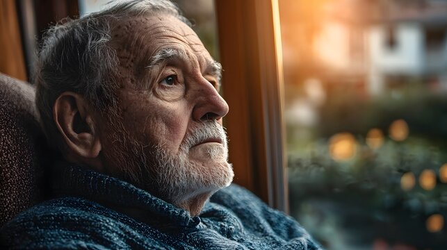 September marks World Alzheimer's Month. Raising awareness about dementia and aging issues. Abstract portrait representing elderly sadness and memory loss