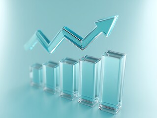 The 3d growth business graph on success financial represents profit and revenue growth