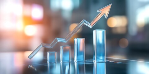 The 3d growth business graph on success financial represents profit and revenue growth