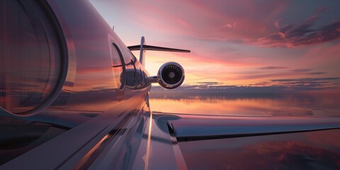 Powerplant on a contemporary luxury aircraft with a horizontal stabilizer expansive design