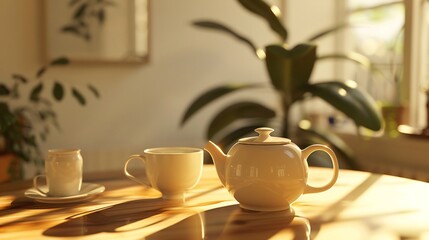 Fototapeta premium Tea Time in the Sunlit Room