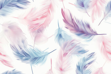 Fototapeta premium Airy Pattern with Pastel Feathers