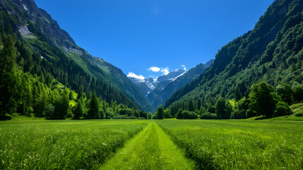 Obraz premium View Valley With Mountains The Backgroun