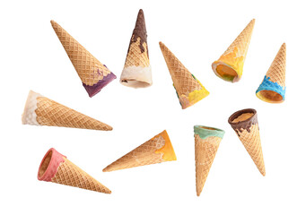 Glazed ice cream cones isolated on a white background