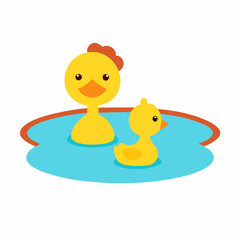 Duck swimming in the pond,illustration. stock illustration