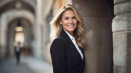 Fototapeta premium 笑顔のビジネスウーマンが醸し出す仕事に対する情熱とポジティブな印象