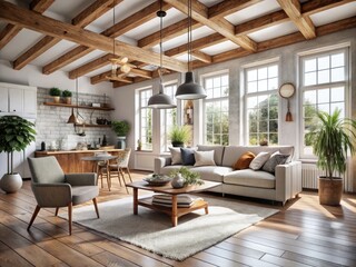 exposed beam Scandinavian interior design inspiration