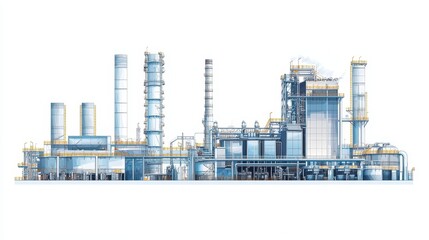 Obraz premium The natural gas power plant features multiple cooling towers and various structures engaged in energy production