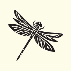 Editable Black Dragonfly Silhouette Design on Transparent Background