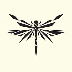 Editable Black Dragonfly Silhouette Design on Transparent Background