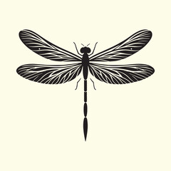Editable Black Dragonfly Silhouette Design on Transparent Background