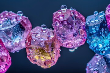 Close-up of Colorful Gems Covered in Water Droplets
