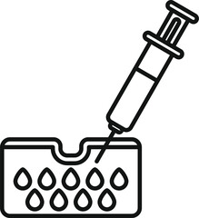 Simple vector icon of a syringe injecting a substance into a skin layer, representing cosmetic procedures or medical injections