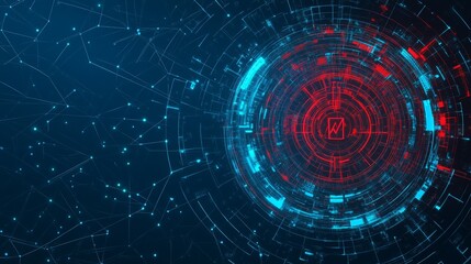 Obraz premium Abstract digital background featuring vivid red and blue patterns, ideal for technology and data visualization themes.