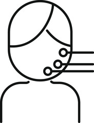 Line drawing of a woman receiving an acupuncture treatment on her face with needles