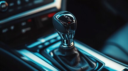 Gear Shift in a Modern Car Interior