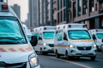 Emergency services respond to a surge in patients, with numerous ambulances and medical personnel working to manage the crisis. Generative AI