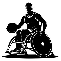 Wheelchair Rugby Silhouette: A powerful silhouette of a determined wheelchair basketball player, showcasing strength, resilience, and the unwavering spirit of athleticism. This image embodies the