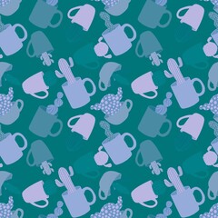 Summer floral seamless cartoon cactus pattern for wrapping paper