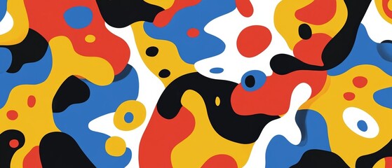 Fototapeta premium A colorful, abstract painting with splashes of red, blue, and yellow