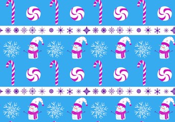 Winter seamless snowman pattern for fabrics and textiles and packaging