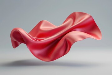 Fototapeta premium Red Satin Fabric Flowing in the Air