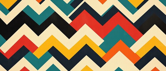 A colorful zigzag pattern with a blue stripe