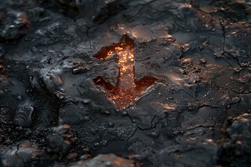 Burning Arrow in Crack in Dark Surface