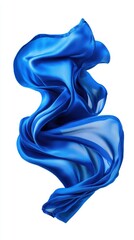 Obraz premium A rich blue satin fabric elegantly floats, creating smooth waves and highlights that capture its luxurious texture and vibrant hue