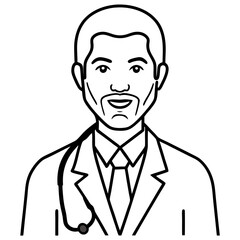 Doctor line icon. Black vector illustration. Editable stroke.