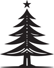 A black and white christmas tree silhouette design