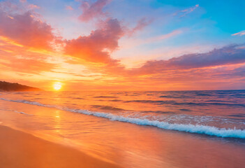 Sunrise Glory: Brilliant Colors Over the Ocean