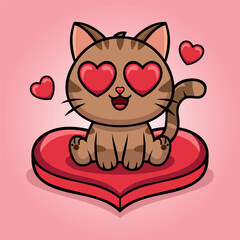 Cat with red heart design, love, in love