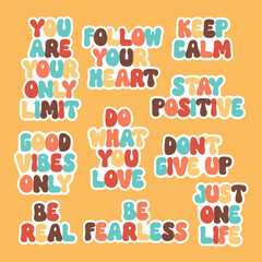 Inspirational quotes set. Motivational phrases. Typography for good job, result, success. Inspirational lettering design for poster, print, sticker.