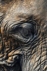 Fototapeta premium Close-Up of Elephant Eye: Nature's Majesty and Texture